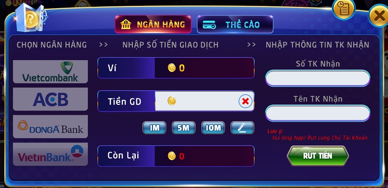 Những điều cần lưu ý khi thực hiện nạp và rút tiền tại cổng game bài trực tuyến Rikvip