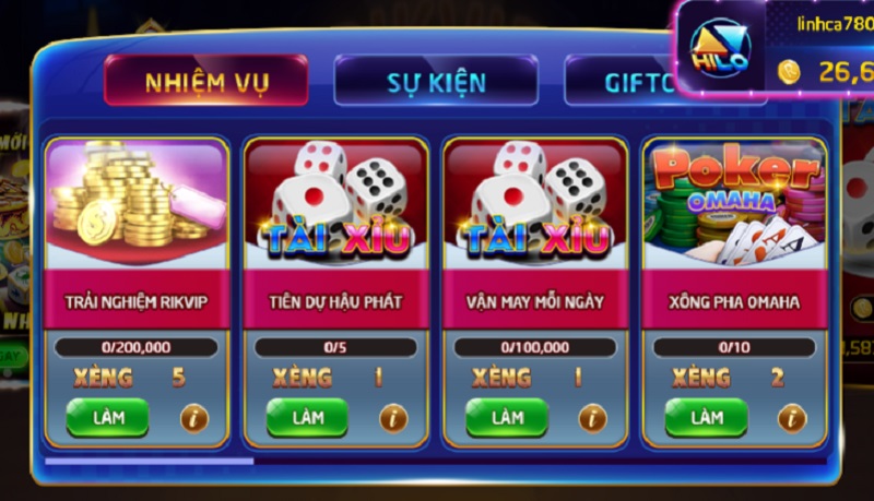 Tham gia chơi game nhận thưởng tại cổng game bài Rikvip